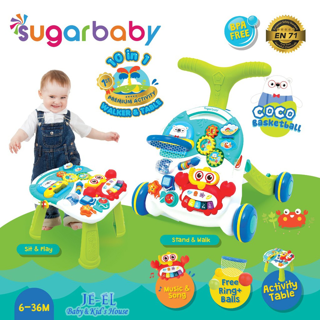 Sugar Baby Alat Belajar Jalan 10 in 1 Premium Activity Walker and Table