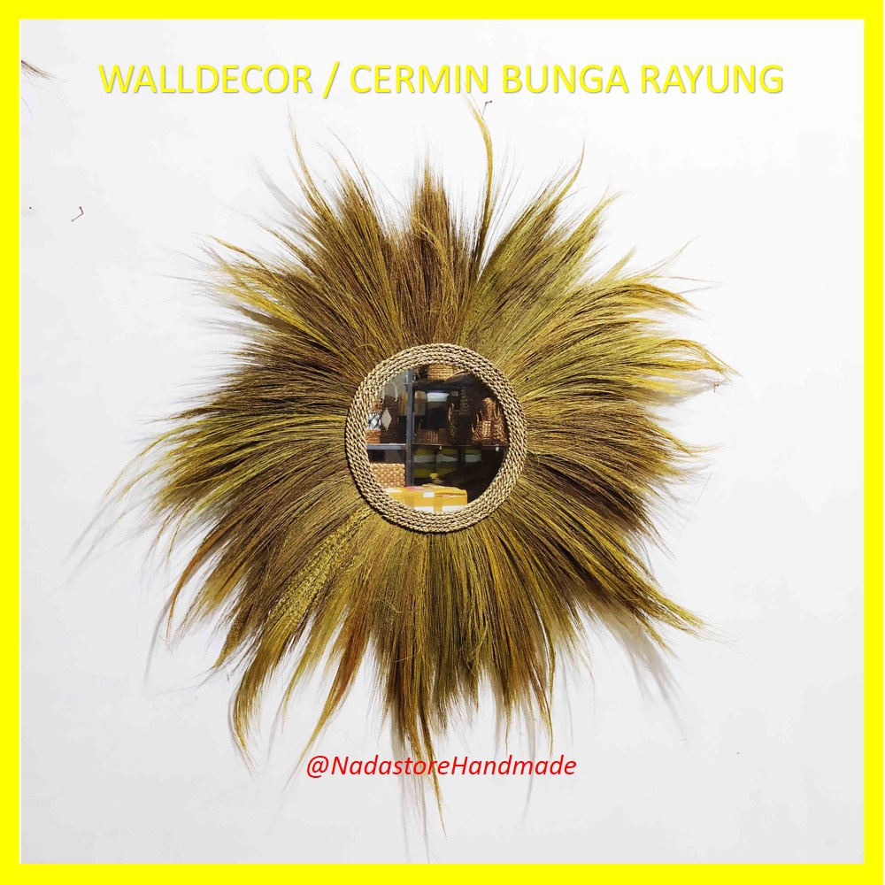 WALL DECOR / HIASAN DINDING / KACA CERMIN DINDING RAYUNG NATURAL DIAMETER 100 CM