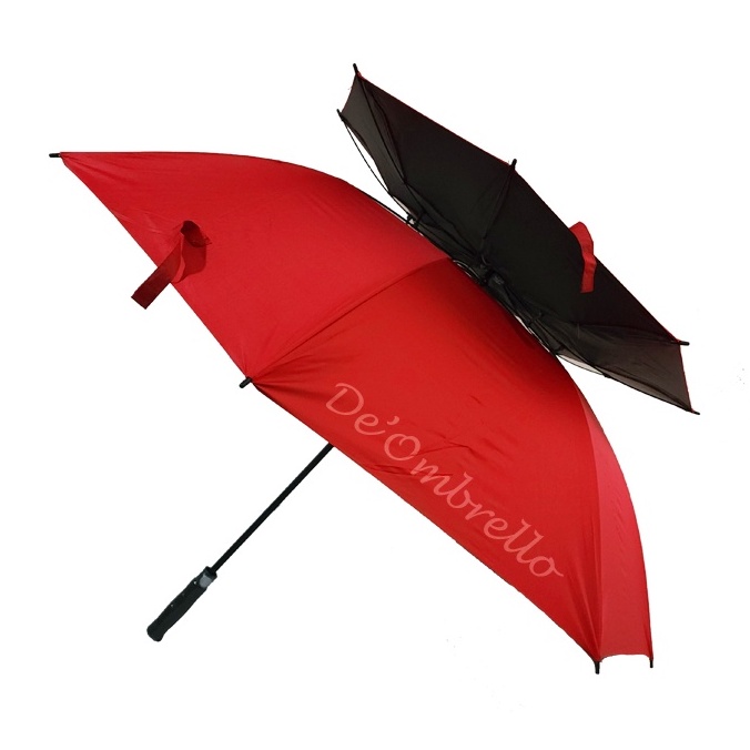 (101) Payung Golf Otomatis Susun Jumbo Polos Lapis Hitam ANTI UV  Sarung Kain Nagoya