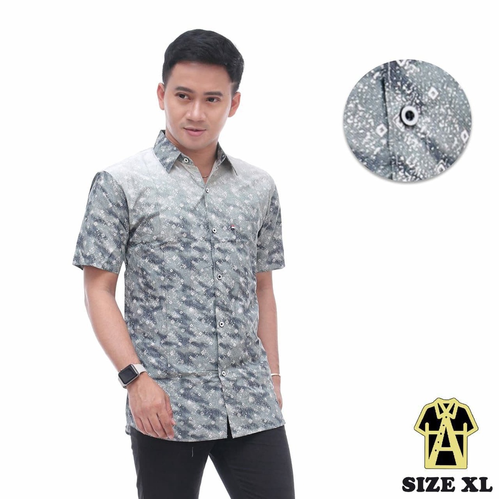 Kemeja Surfing Pria Santai Lengan Pendek Cowok Premium Distro Katun Print Motif Kemeja Pantai