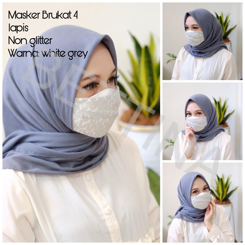  MASKER  HIJAB  BRUKAT NON GLITTER KATUN 3 PLY FASHIONABLE 