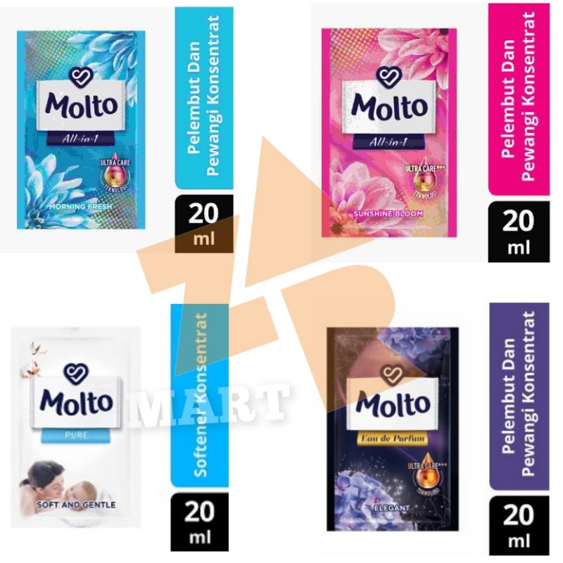 MOLTO SACHET 20 ML 1000 an BLUE BIRU PINK PURE PUTIH EDP PURPLE UNGU (1 RENTENG - 6 pcs)