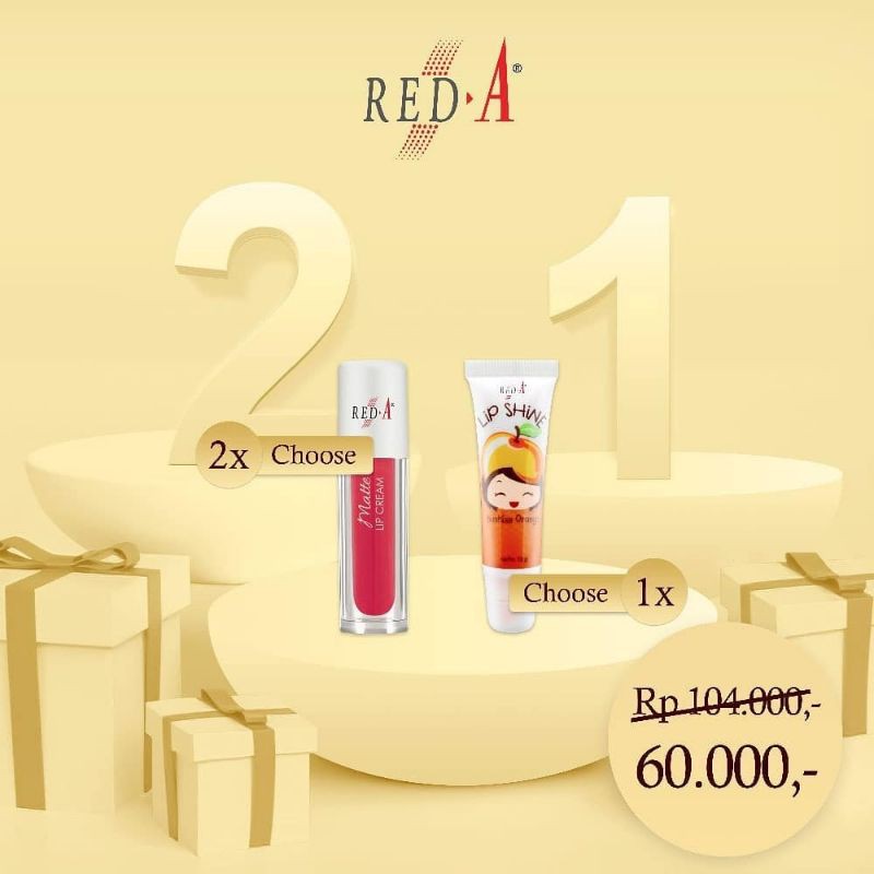 Paket Lip Cream Matte Shine Red A Cosmetics