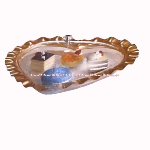 Krishome Dessert Plate Gold Love 30cm Tempat Snack Kue Cemilan Motif Love