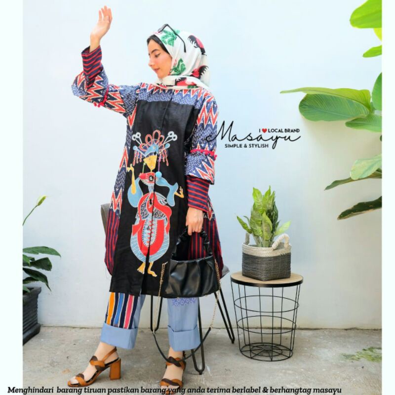 Baju Atasan Wanita Muslim Batik Etnik Tunik Lenong Betawi