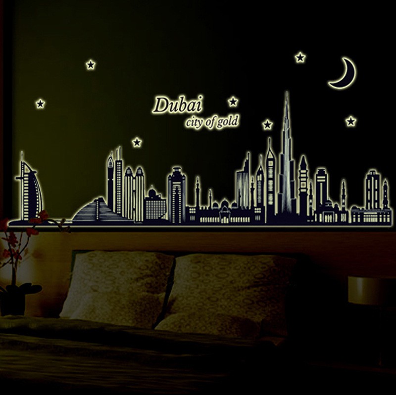 RELIZA Wall Sticker | Stiker Dinding DUBAI CITY OF GOLD GLOW IN THE DARK 60X90 ABQ9616