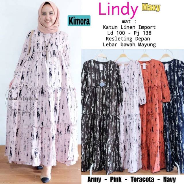 Lindy Maxy, maxi dress, dress muslim, maxy lebaran, maxy muslim, bahan katun linen, maxi kekinian