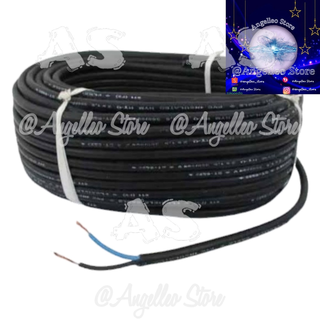 Kabel Listrik 2 X 0,75~Kabel Serabut 2 x 0,75~Kabel HYO 2 x 0,75 Hitam-Meteran