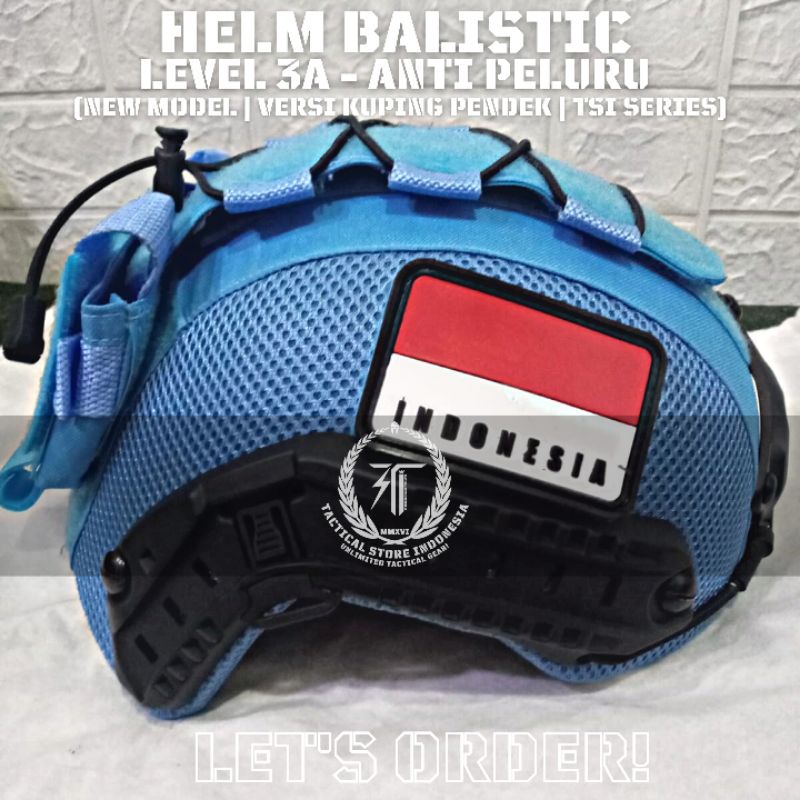 EXCLUSIVE TSI - Helm Balistic ASLI Level 3A Versi Kuping Pendek - Helm Tactical Baja Warna Biru UN