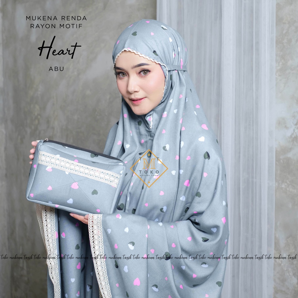 TOKO MUKENA TASIK - MUKENA HEART | MUKENA RENDA RAYON DEWASA MOTIF HEART LOVE