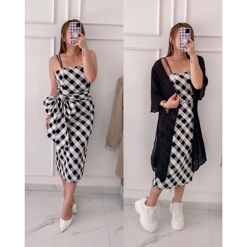 DRESS GINGHAM WHBM ORIGINAL FULL LABEL DAN POLYBAG