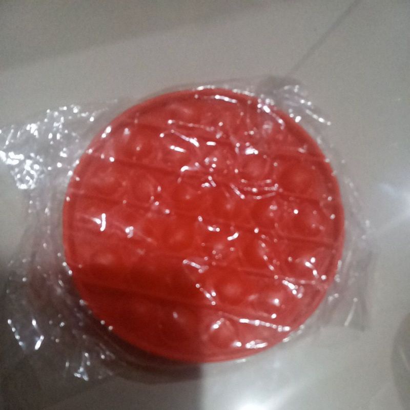 New fidget push Pop Its Round Toy Push bubble stress kids pop it murah popit mainan anak rainbow-Bulat Merah