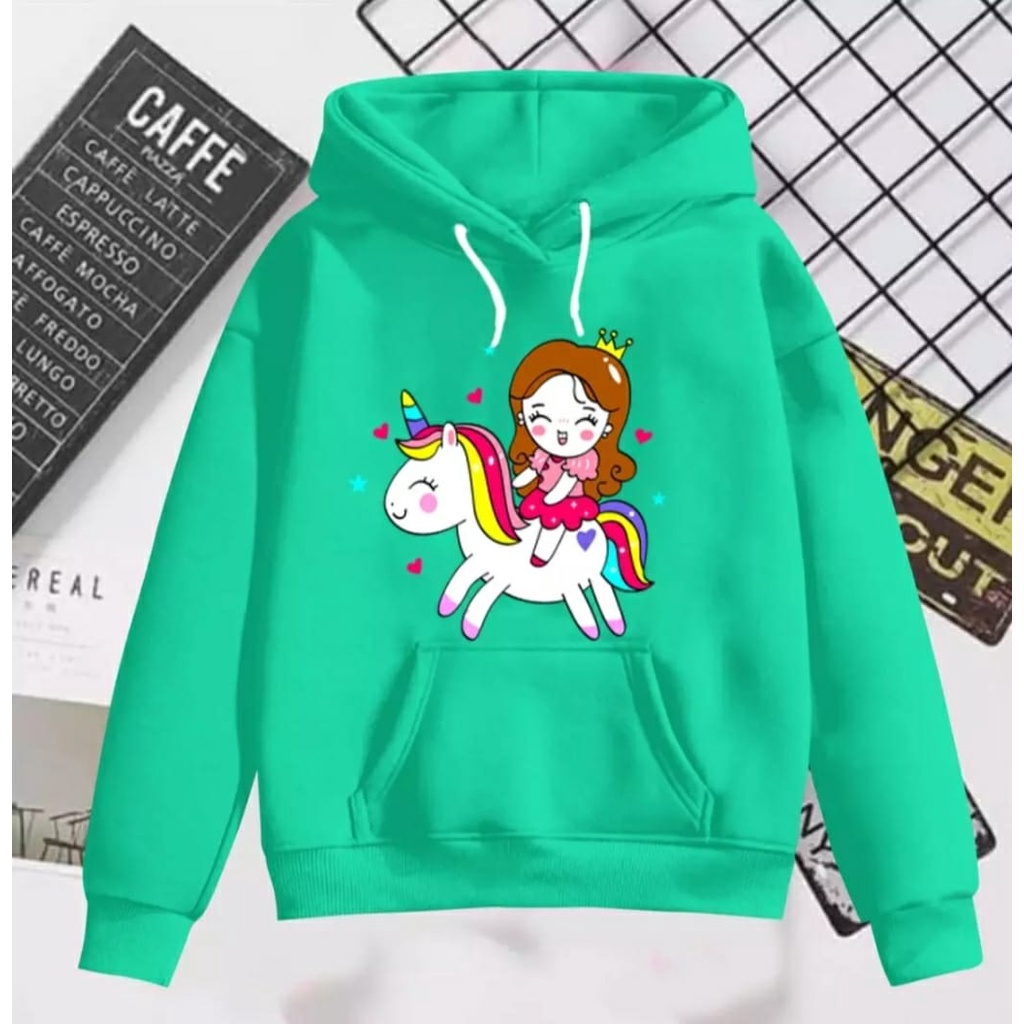 HOODIE ANAK PRINCESS WITH UNICORN / HOODIE ANAK WANITA TEBAL