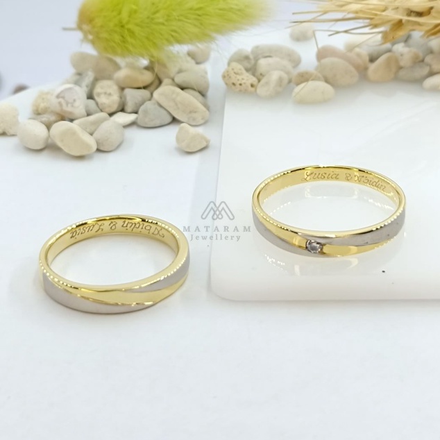 Cincin Kawin Sepasang Emas Kuning Gold Kadar 30% - 90% - Bisa Request Model Cincin - Cincin Nikah Ci