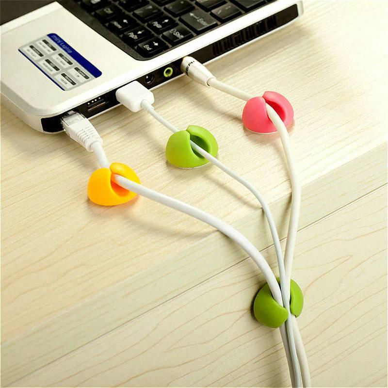 1pc Klip Bobbin Winder Organizer Kabel Usb / Mouse / Keyboard Warna Polos Untuk Meja Kantor