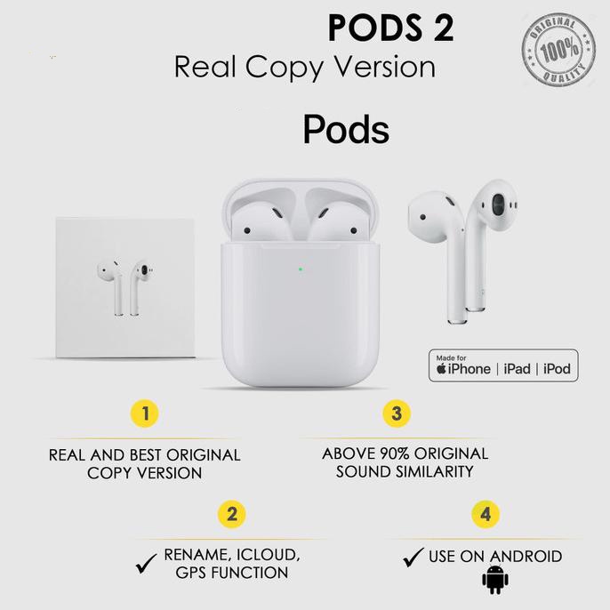 【Wireless】pods 2 earphone The pods Charging Case (A2 biasa )