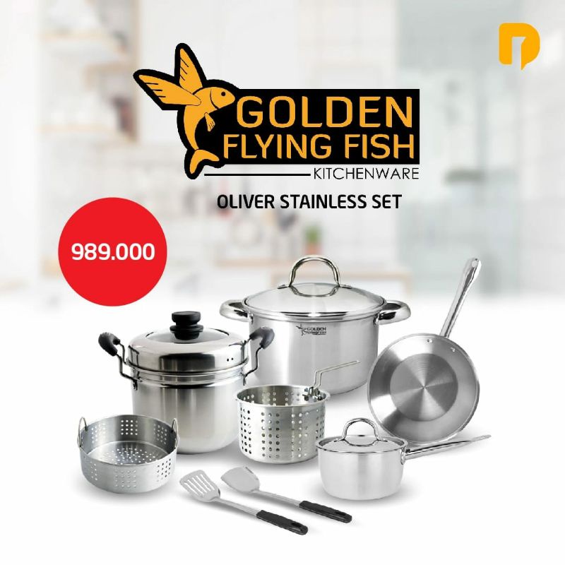 Panci Stainless Golden Flying Fish Oliver Stainless Set