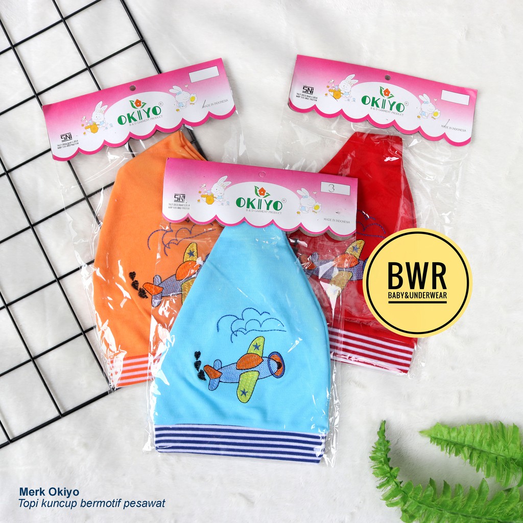 Knot Baby Hat Kuncup Lancip | Topi Bayi Newborn OKIYO 03 Topi Bayi Baru Lahir Motif Pesawat - Bwr