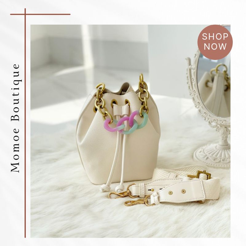 C1297 Tas Tote Charlesnkeith Chunky Chain Drawstring Bucket Tote Bag