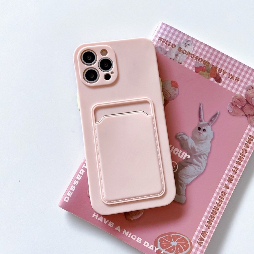 [Ready Stock]Xiaomi Mi 11 Lite Poco M3 X3 NFC Redmi 9T Note 10 4G 9 9s 8 Pro Case Card Bag Holder Phone Case Soft TPU Protective Cover-Pink