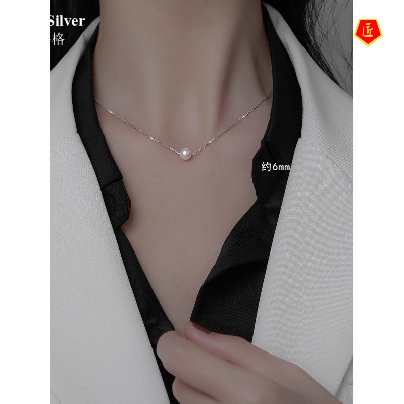 [Ready Stock]S925 Silver Freshwater Pearl Necklace Elegant Simple Korean Style