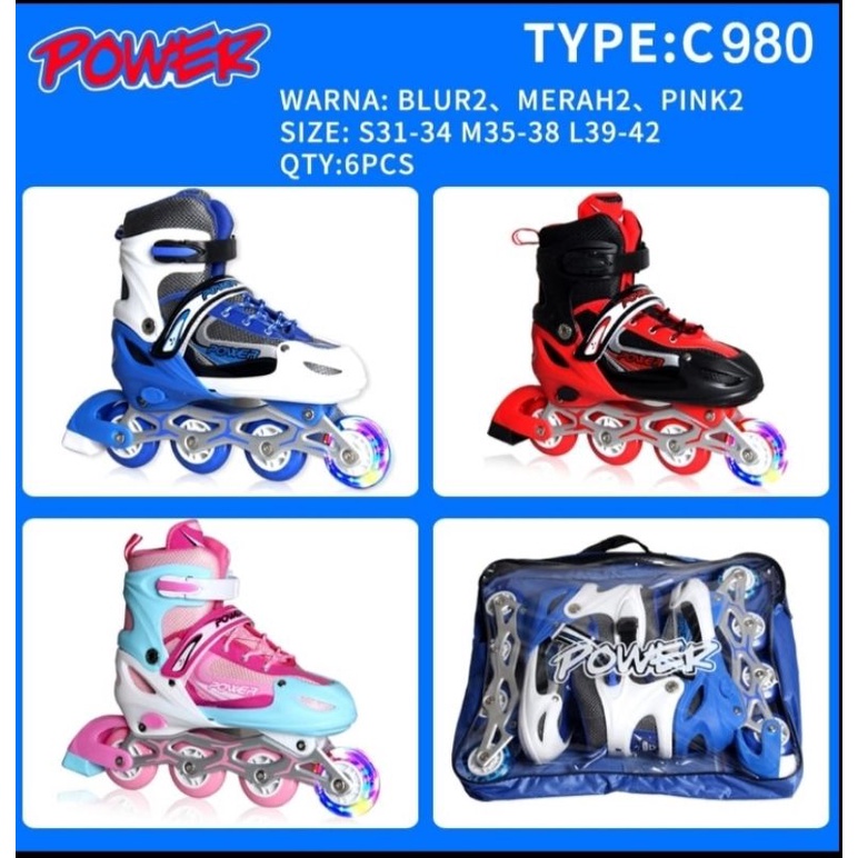 SEPATU RODA INLINE SKATE ANAK / BAJAJ TERBARU MERK POWER