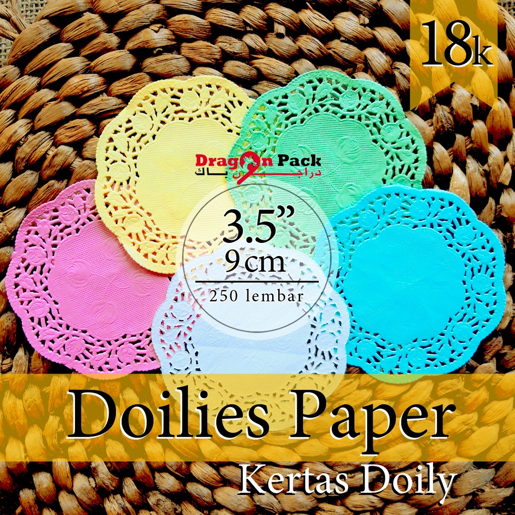 

Kertas Doilies Paper 3.5" diameter ( 9cm ) Warna isi 250 lembar / Kertas Alas Renda / Dragonpack