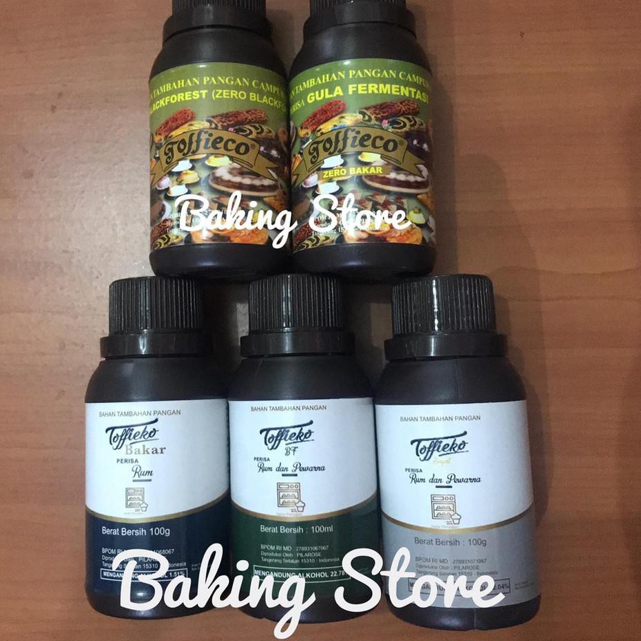 

TERLAKU.! Toffieco Pasta Rhum Bakar / Zero Bakar / Black Forest / Semprot / dll 100gr TERBARU