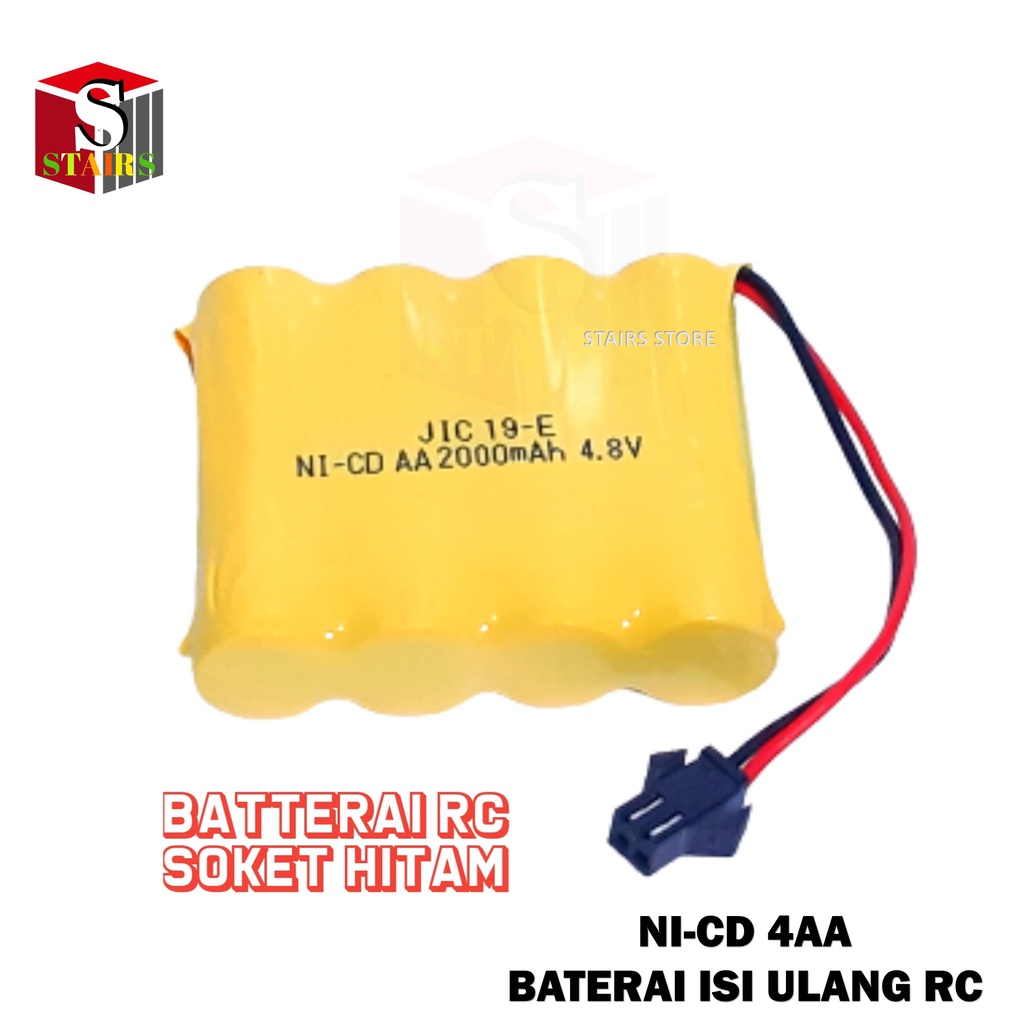 Batterai Charger RC 4x AA Ni-Cd 4.8volt - 2000mAh Socket Hitam