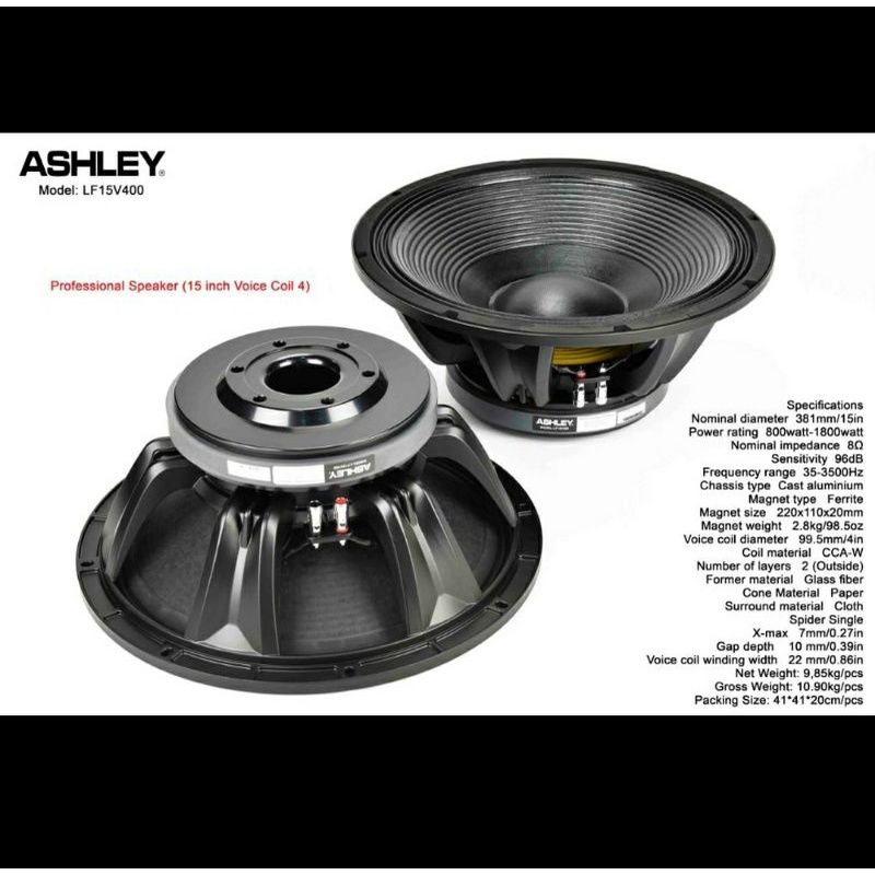 Speaker Component Ashley LF15 V400 Original Woofer 15 inch Ashley 15 Subwoofer