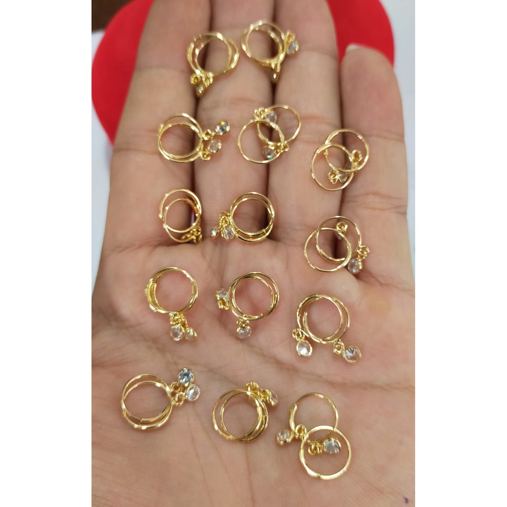 Anting bayi - gantung mata 1, perak 925, sepu emas kuning, 26.500/pasang