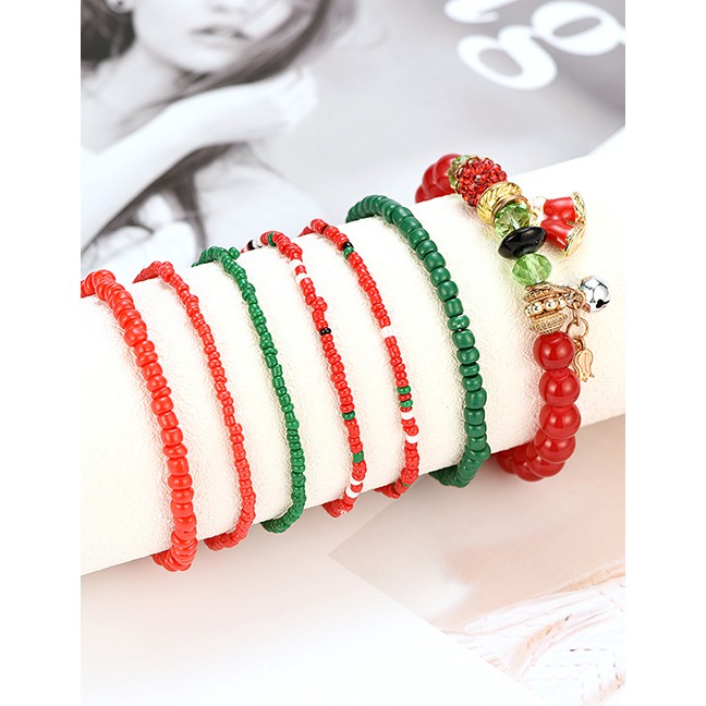 LRC Gelang Tangan Fashion Color Christmas Multi-layer Bracelet D18682