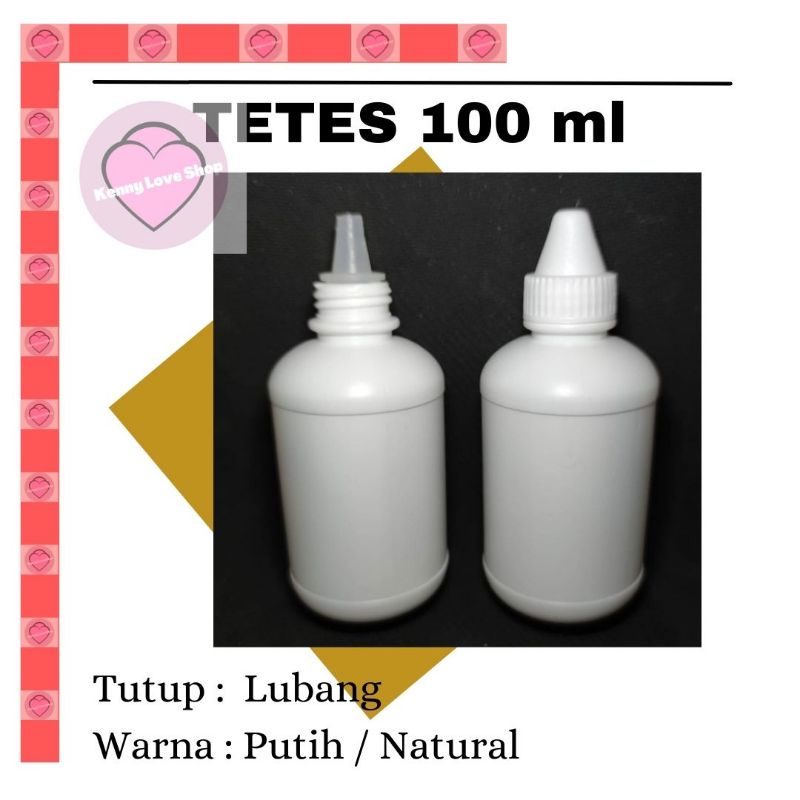 CC botol tetes 100 ml BOLONG LANCIP plastik putih natural 100ml bening
