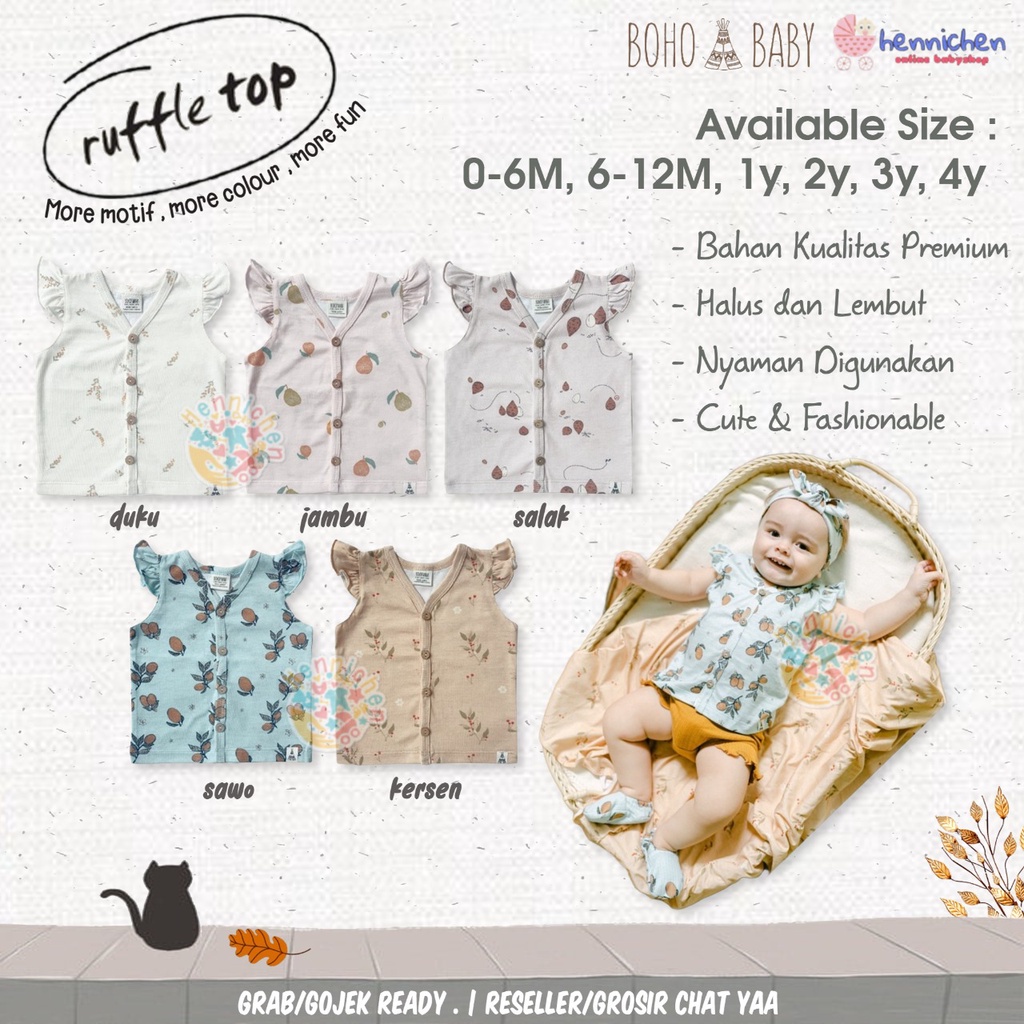 BOHO BABY RUFFLE TOP KAOS ANAK PEREMPUAN RUFFLE ATASAN ANAK KAOS ANAK BOHOBABY BOHOPANNA