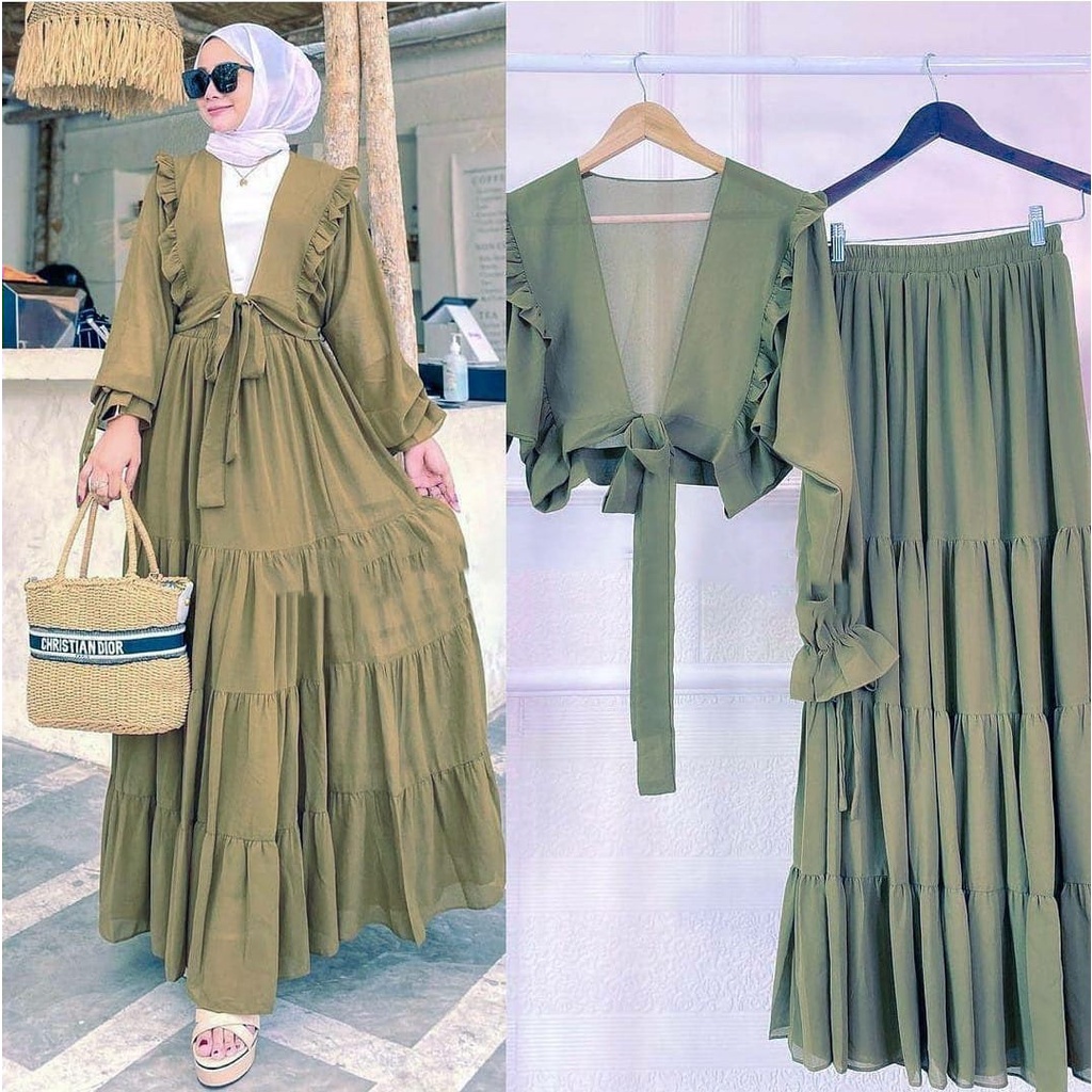 [Bisa Cod] Joci Light Blue Dress Casual Korea Dress Natal Wanita Baju Terusan Polos Kasual Warna Bir