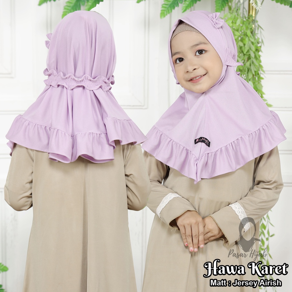 Jilbab Anak Hawa Karet Usia 2 - 5 tahun Kerudung Anak Jersey Airis Pasar Hija'b