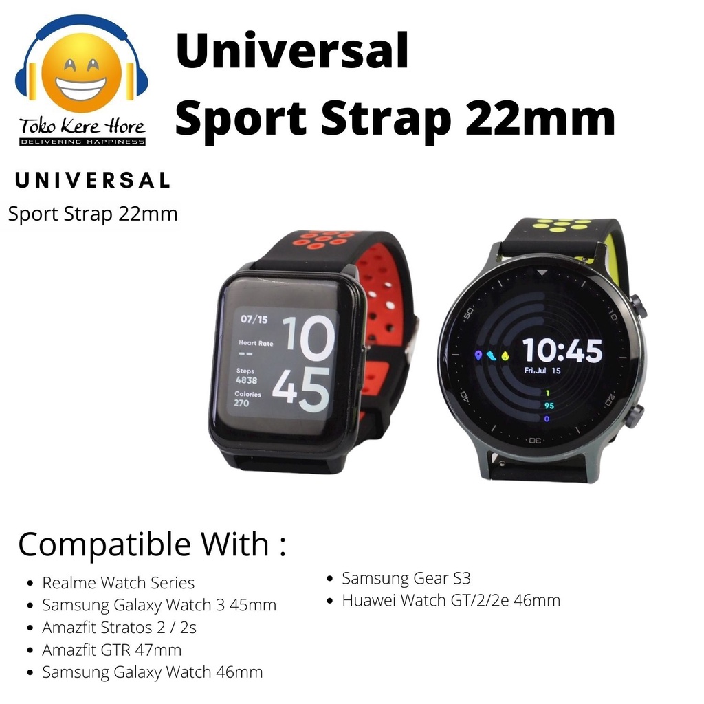 Sport 22mm Strap Silicon Tali Jam Amazfit Haylou silicone Strap Amazfit GTR 47mm LS05  Realme Watch 2 Pro S Huawei Watch GT 2 2e 46mm