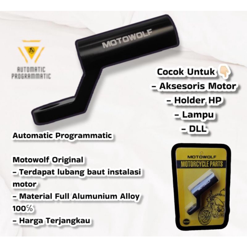 Bracket Breket Motowolf Spion Original Lampu Senter Holder Hp Motor