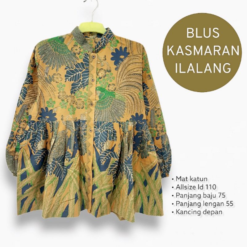 Blus kasmaran Ilalang batik solo atasan kerja blus kancing depan blus wanita