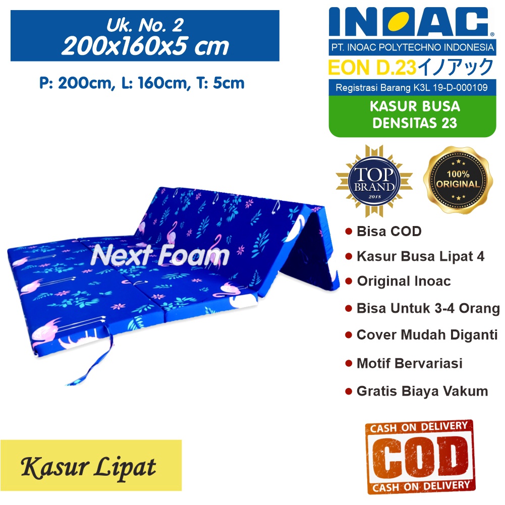 Kasur Busa Lipat Inoac Ukuran No 2  200x160x5 cm Tebal 5 cm EON D23 ORIGINAL INOAC Asli