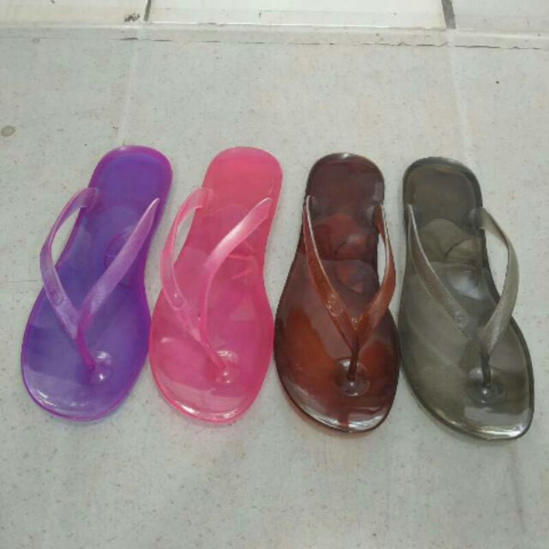 Sandal Jepit Karet Jelly Wanita sandal kaca transparan