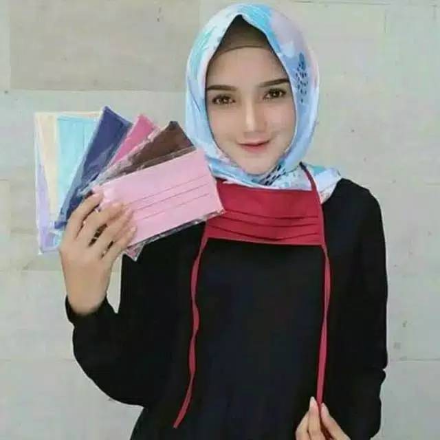 masker kain tali harga murah per pcs model hijab polos cegah virus corona