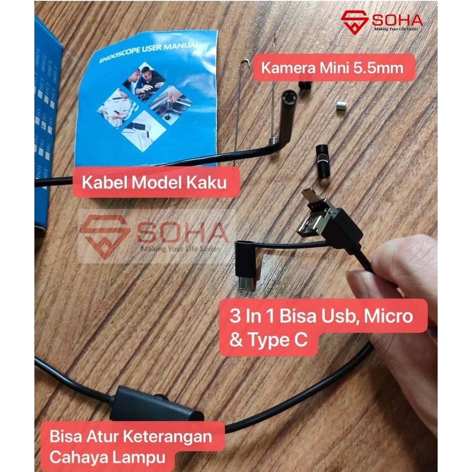 Kabel Kamera Android USB Endoscope Camera Mini 5.5mm Cable Semi Rigid Otoscope Borescope Inspection HD 1200P IP68 Waterproof Endospi Kamera Mini Otoskop Y101 i10 i11 i15