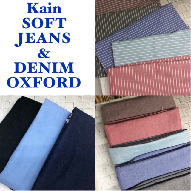 Kain Soft Jeans Denim Oxford Harga Per 0 5 Meter Shopee Indonesia