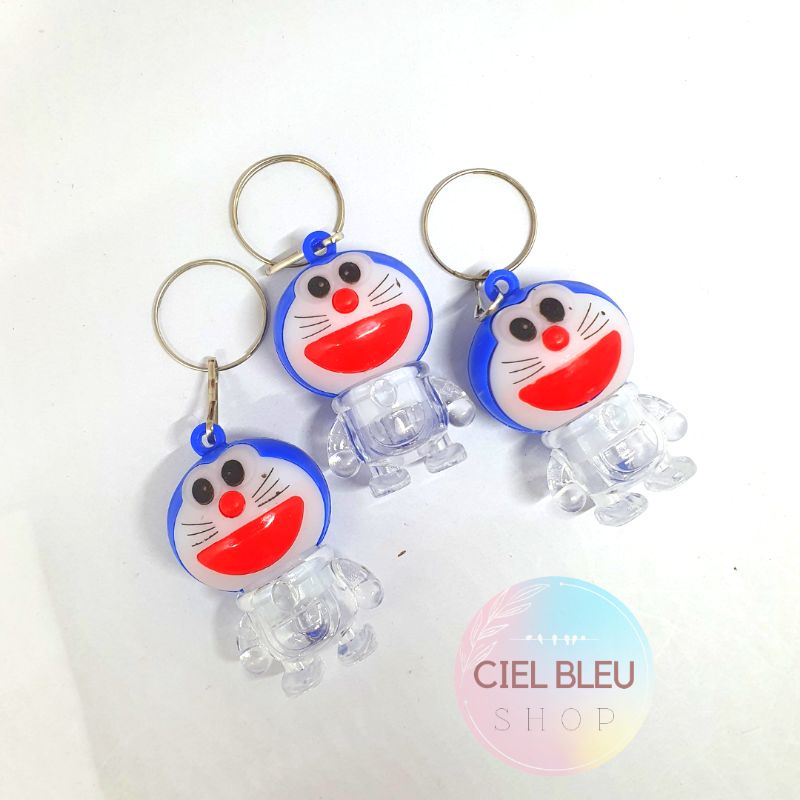 [ 1 Lusin / 12 Pcs ] Gantungan Kunci DORAEMON LED NYALA / GANCI LED NYALA IMPORT