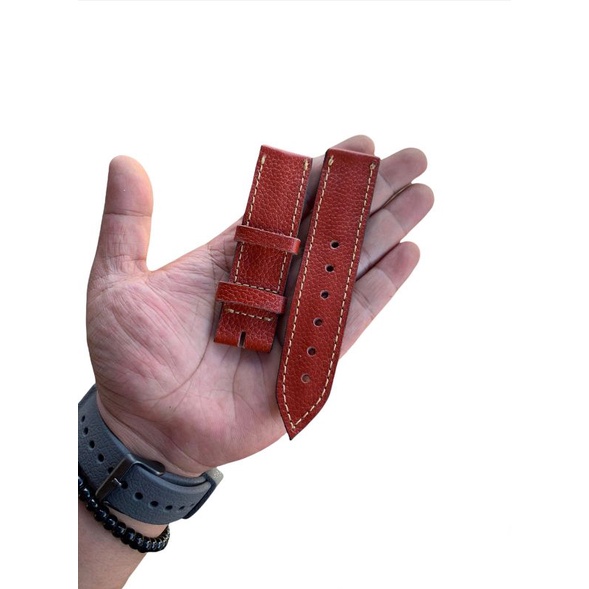 Strap Tali Jam Tangan Kulit Sapi Asli Oren Langka Motif