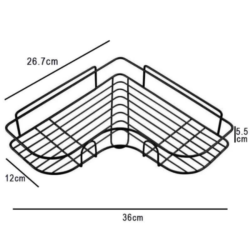 RAK SUDUT GANTUNG KAMAR MANDI / RAK DAPUR BESI RAK DINDING TRIANGULAR ORGANIZER SHELF SERBAGUNA