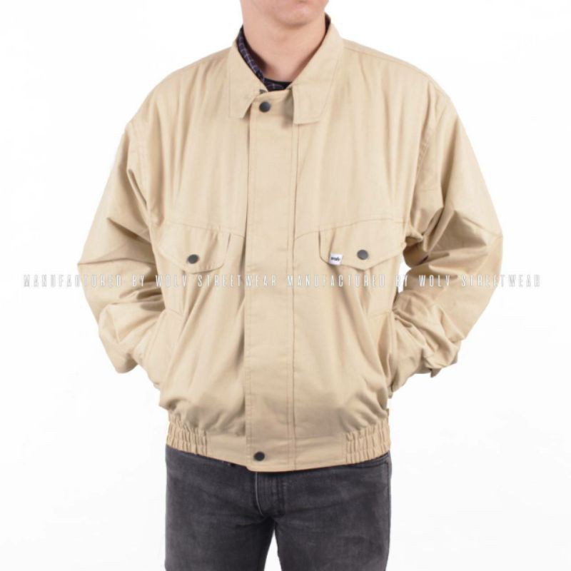 WOLV ORIGINAL FLIGHT JAKET ori jaket pria jaket warna cream seri WFJ181