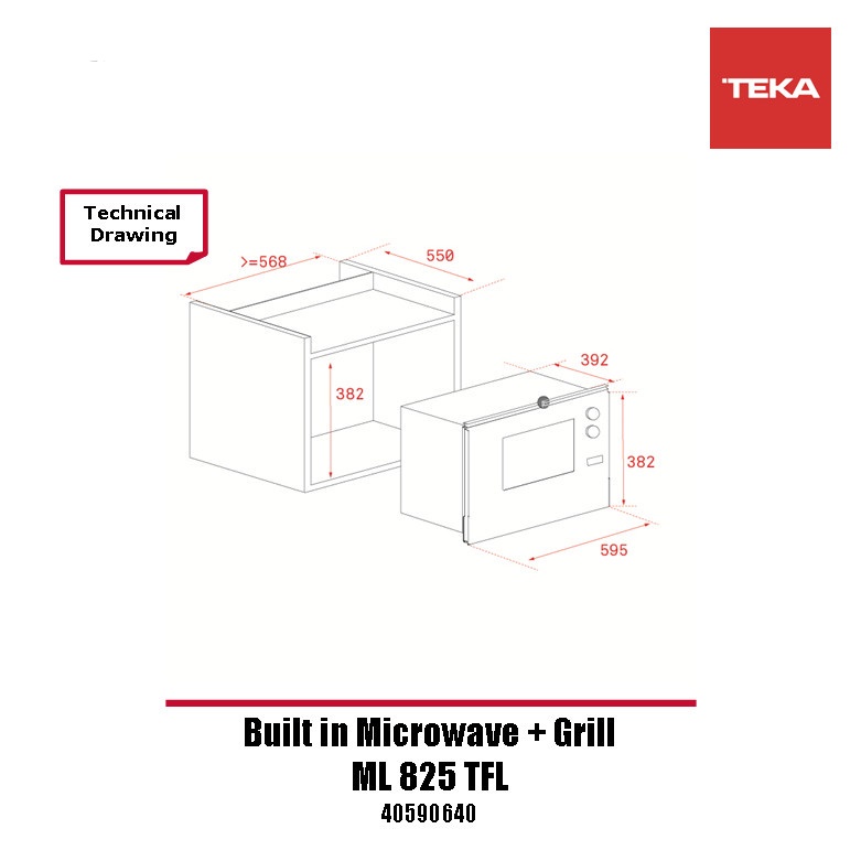 Microwave Built-in Teka ML 825 TFL Free Ongkir Area Jabodetabek