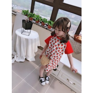 Promo !! Dress simply many stroberi 9bln-1th  / Dress Anak perempuan Import / Baju Anak Imut